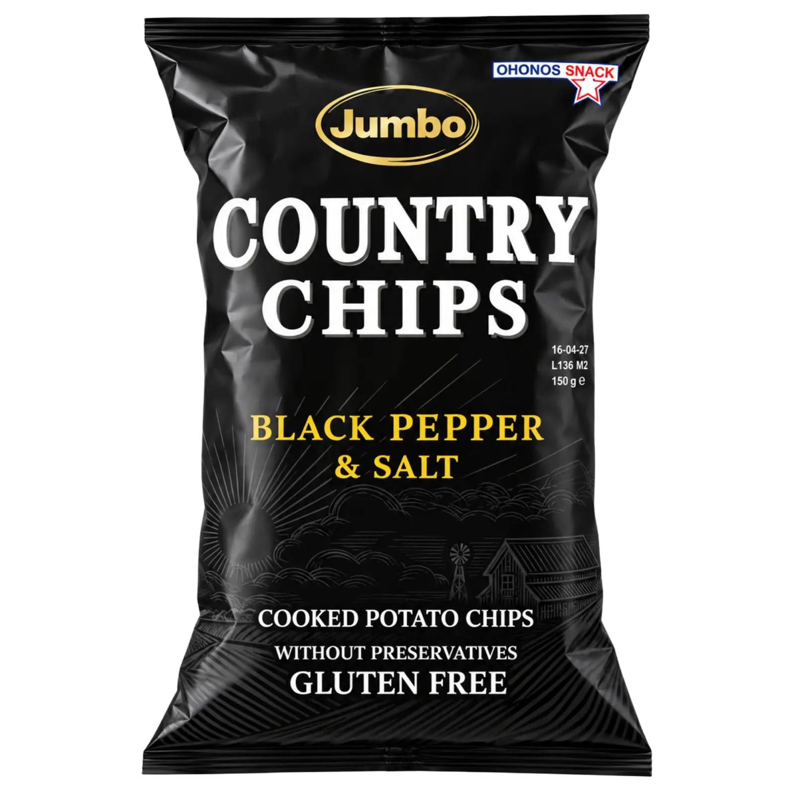  Klassiska grekiska chips med salt & svartpeppar 150gr