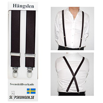 Svenska hängslen  Smala Mörkbrun