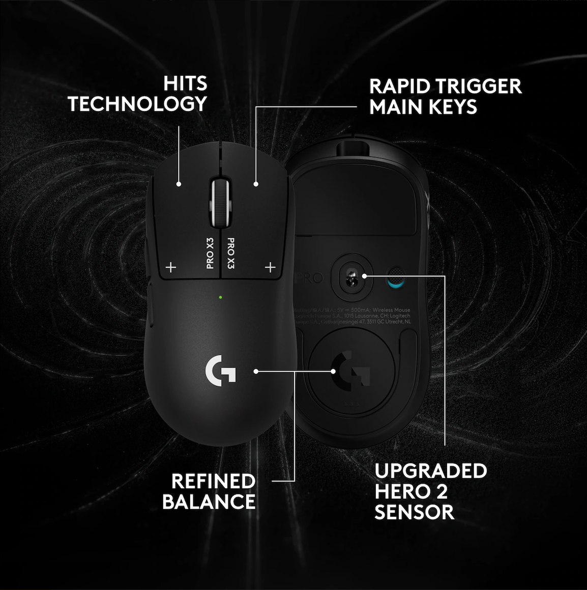 Logitech G PRO X3 SUPERSTRIKE trådlös gamingmus - Svart - 2