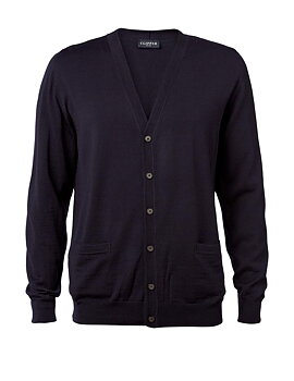 Cardigan i mörklila merinoull (Clipper) (finns i strl M)