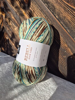 Rebell sockgarn 9408 Brun/grön print 100gr Gjestal garn