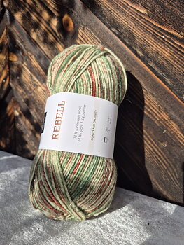 Rebell sockgarn 9409 Grön/röd/glitter 100gr Gjesta garn