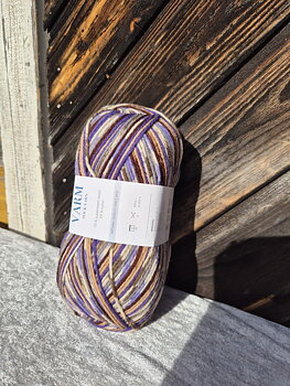 Varm sockgarn 5103 Beige/brun/blålila print 100gr Dale garn