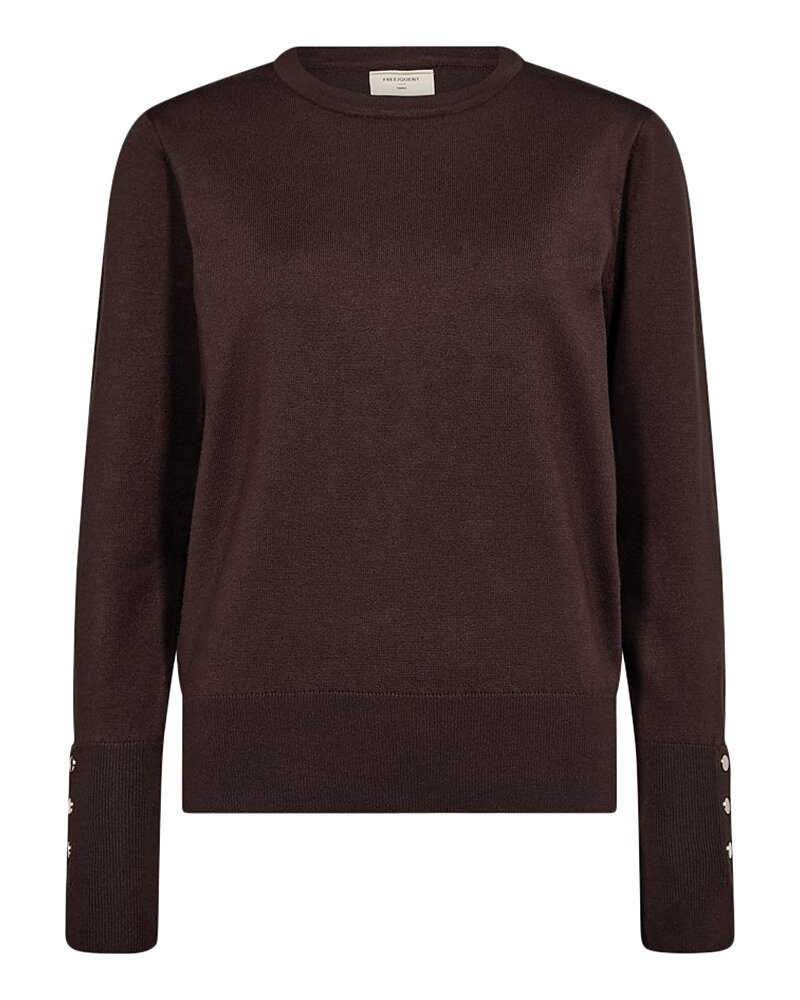 Jumper Katie med guldknappar mole brun