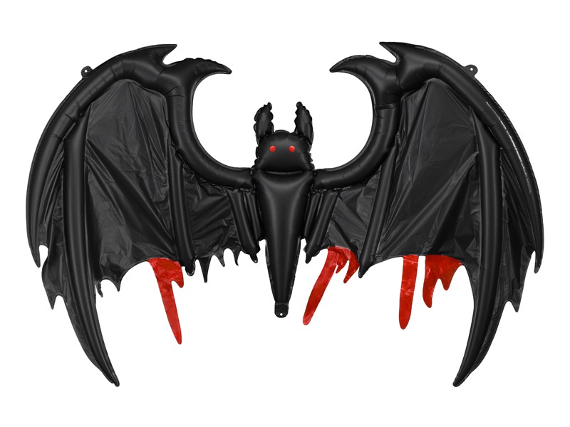 Svart folieballong fladdermus med röda detaljer Halloween 120 x 81 cm