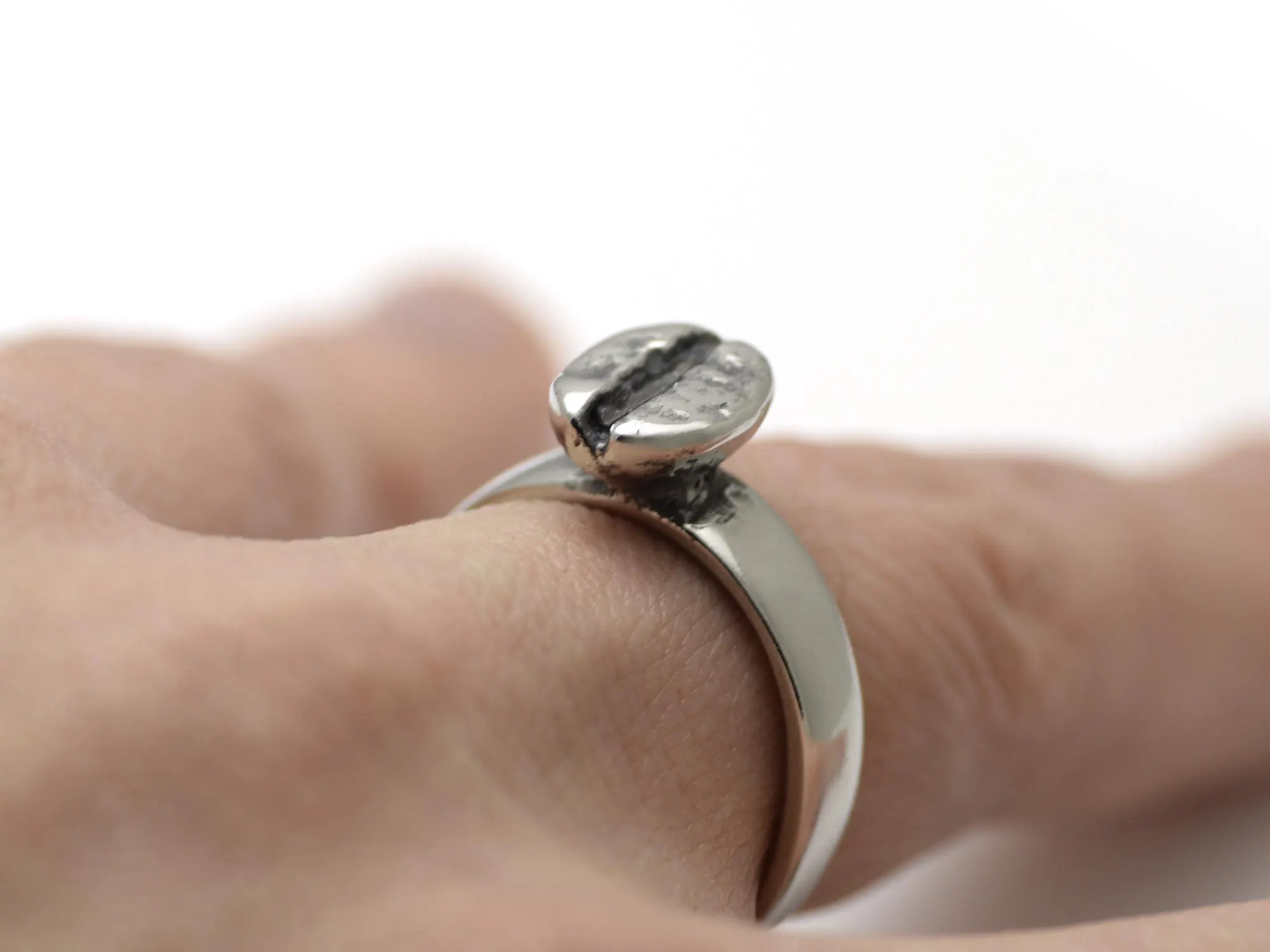 Kaffeböna Ring, Kaffe Smycke i Tenn - 5