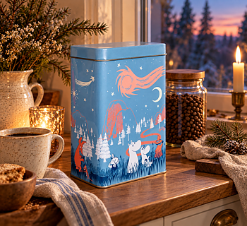 Mumin kaffeburk i plåt KOMETEN BLÅ - Mumin plåtburk 2026