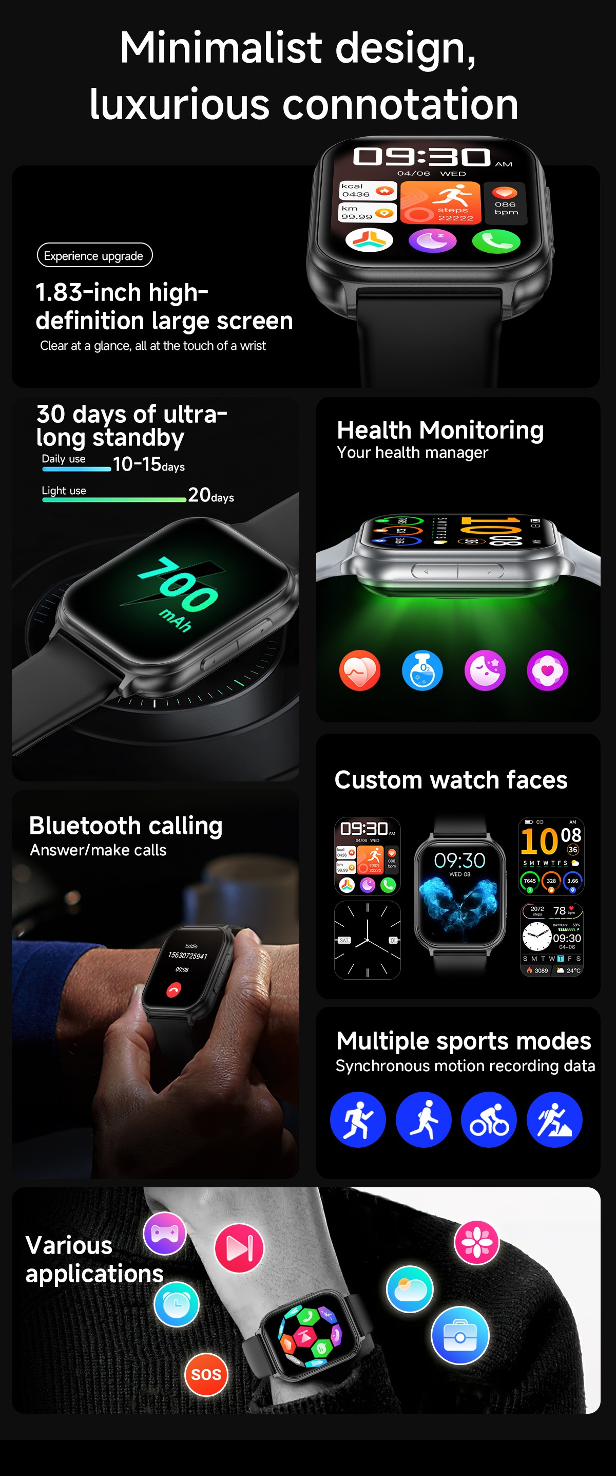 Philippe Palmer Smart Watch LP13 Black - 5