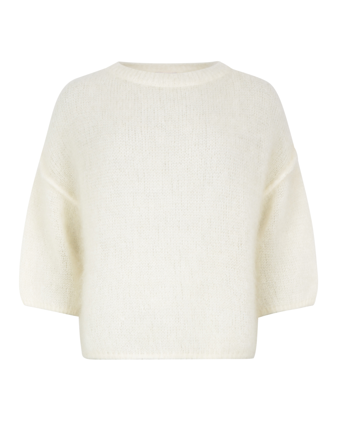 Mohairjumper Augusta kort ärm rundringning offwhite