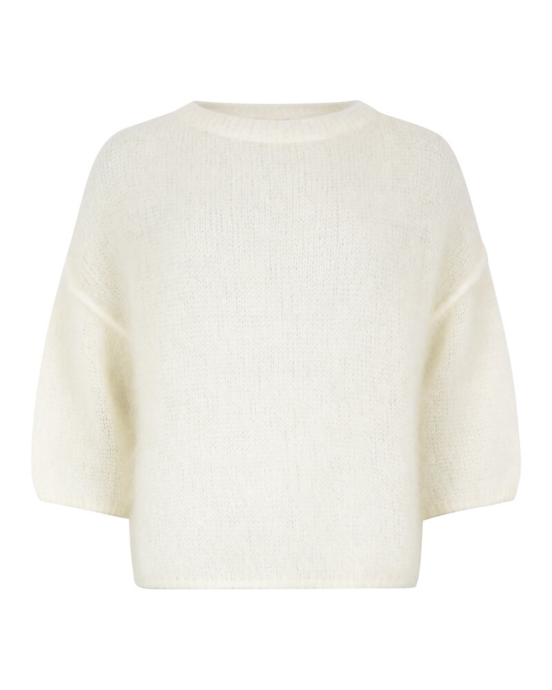 Mohairjumper Augusta kort ärm rundringning offwhite
