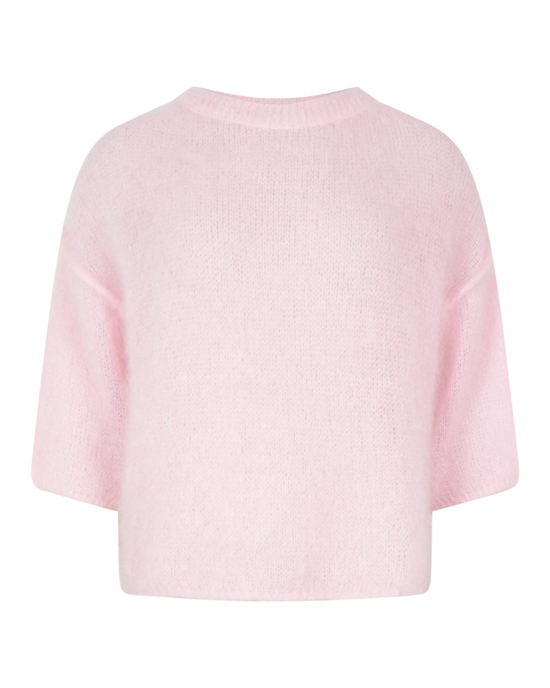 Mohairjumper Augusta kort ärm rundringning ljusrosa