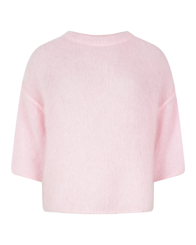Mohairjumper Augusta kort ärm rundringning ljusrosa