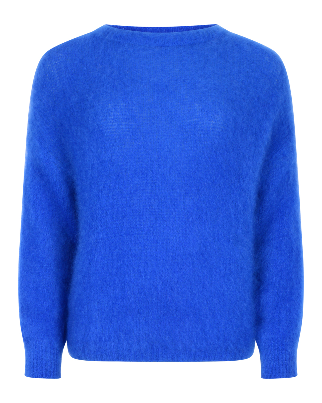 Mohairjumper Alfrida chic rundringad kornblå