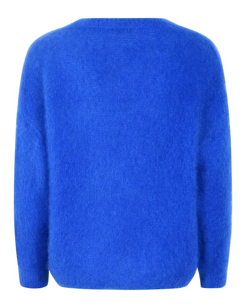 Mohairjumper Alfrida chic rundringad kornblå