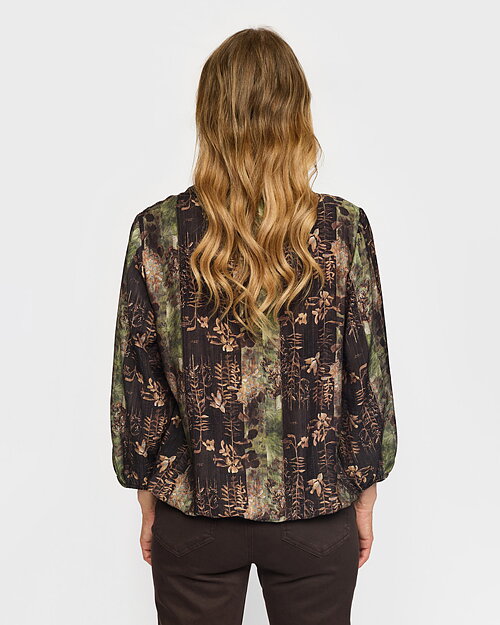 Blus Faye resår nedtill grön/brun/svart - 2