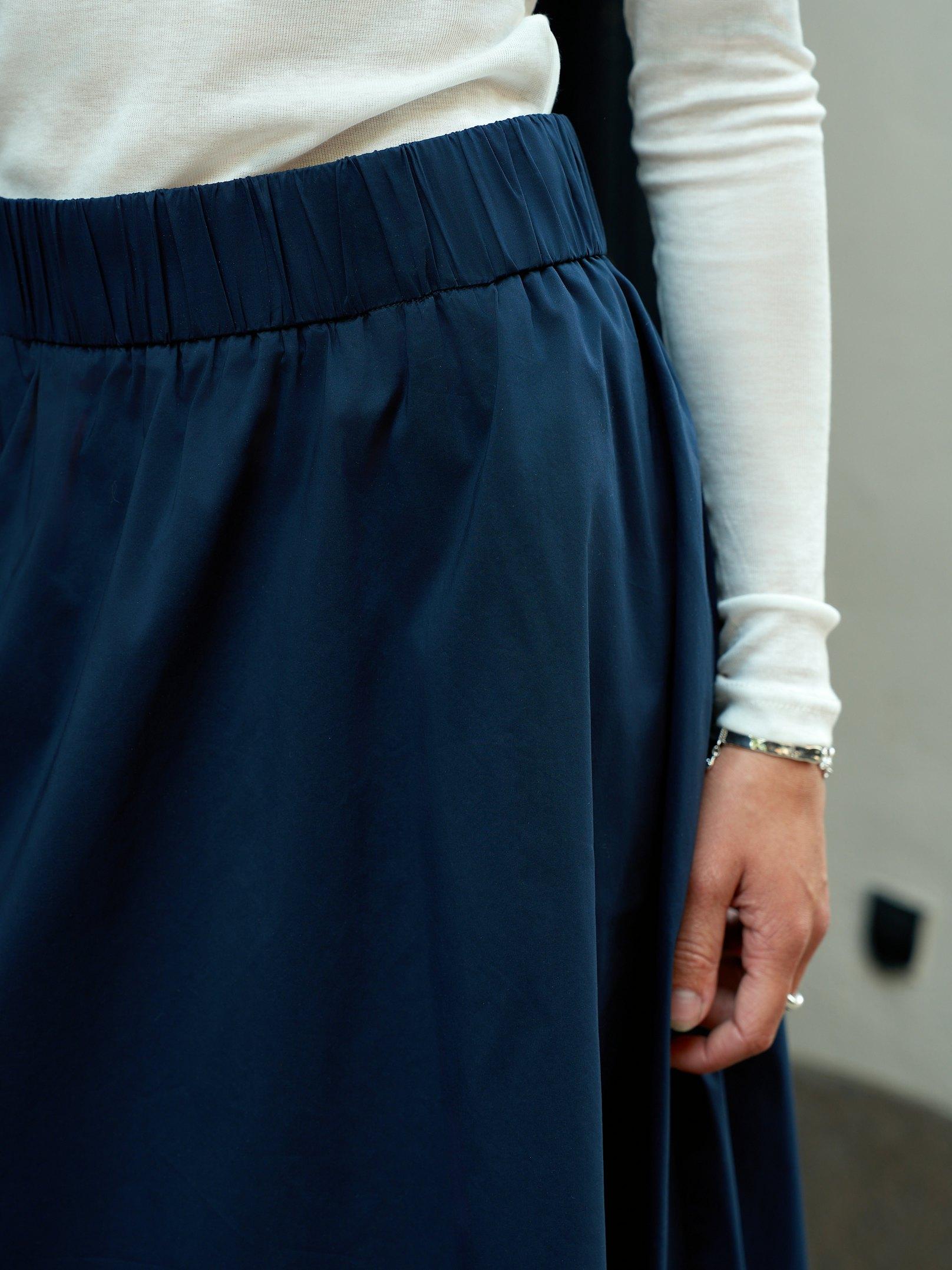 Yara Long Poplin Skirt Navy - 8