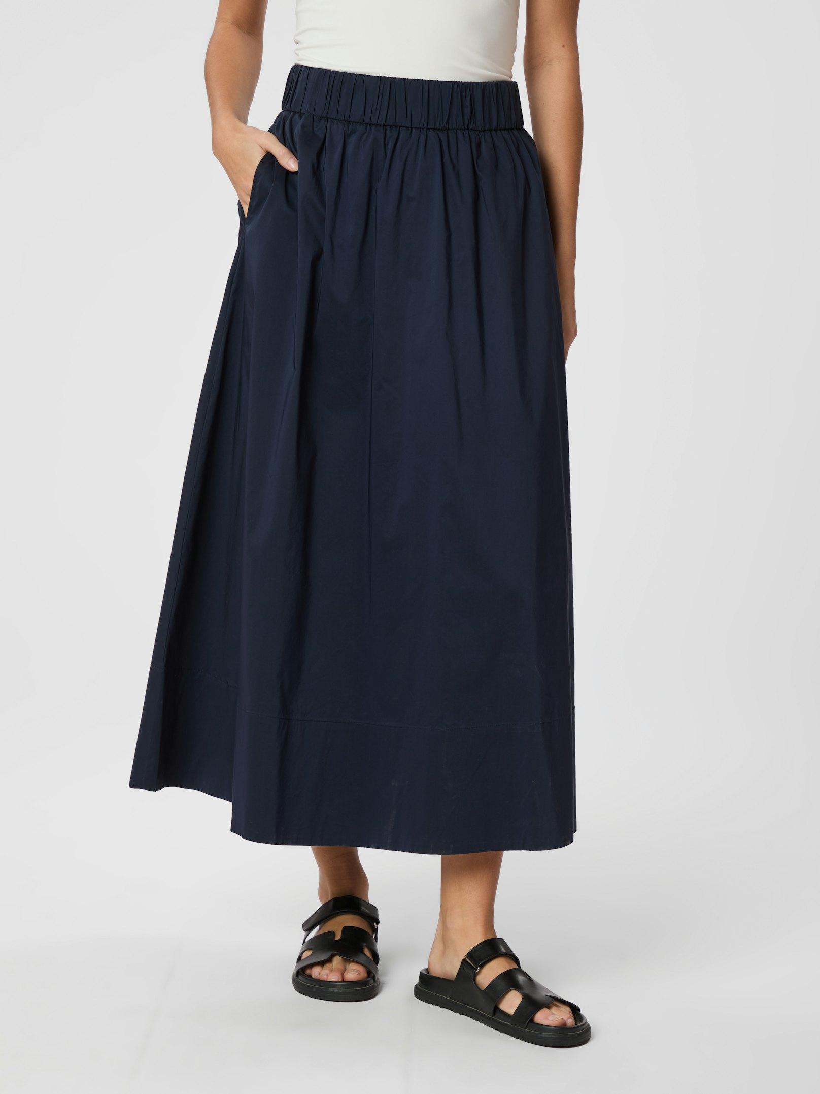 Yara Long Poplin Skirt Navy - 3