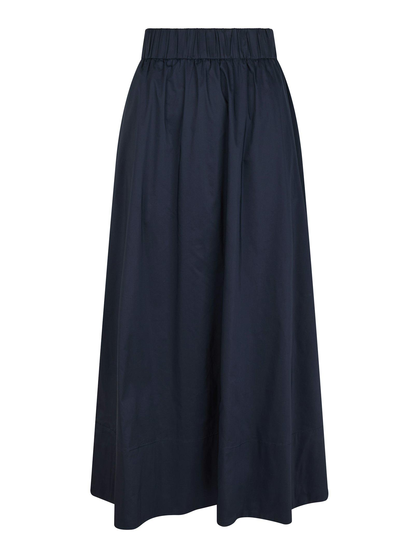 Yara Long Poplin Skirt Navy