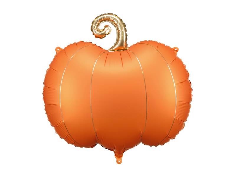 Orange folieballong pumpa med guldfärgad stjälk 62 x 59 cm
