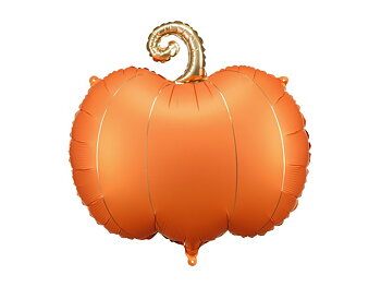 Orange folieballong pumpa med guldfärgad stjälk 62 x 59 cm