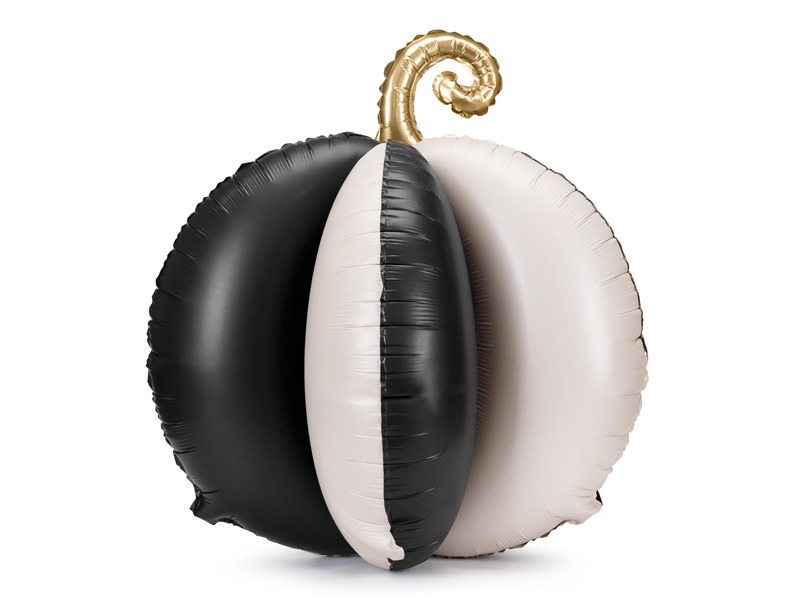 Stående 3D folieballong pumpa svart och creme 58 x 58 cm