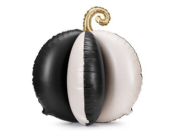 Stående 3D folieballong pumpa svart och creme 58 x 58 cm