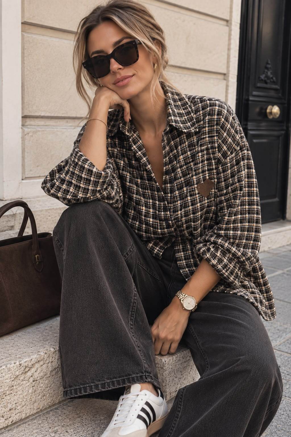 Shirt check heart brown - 4