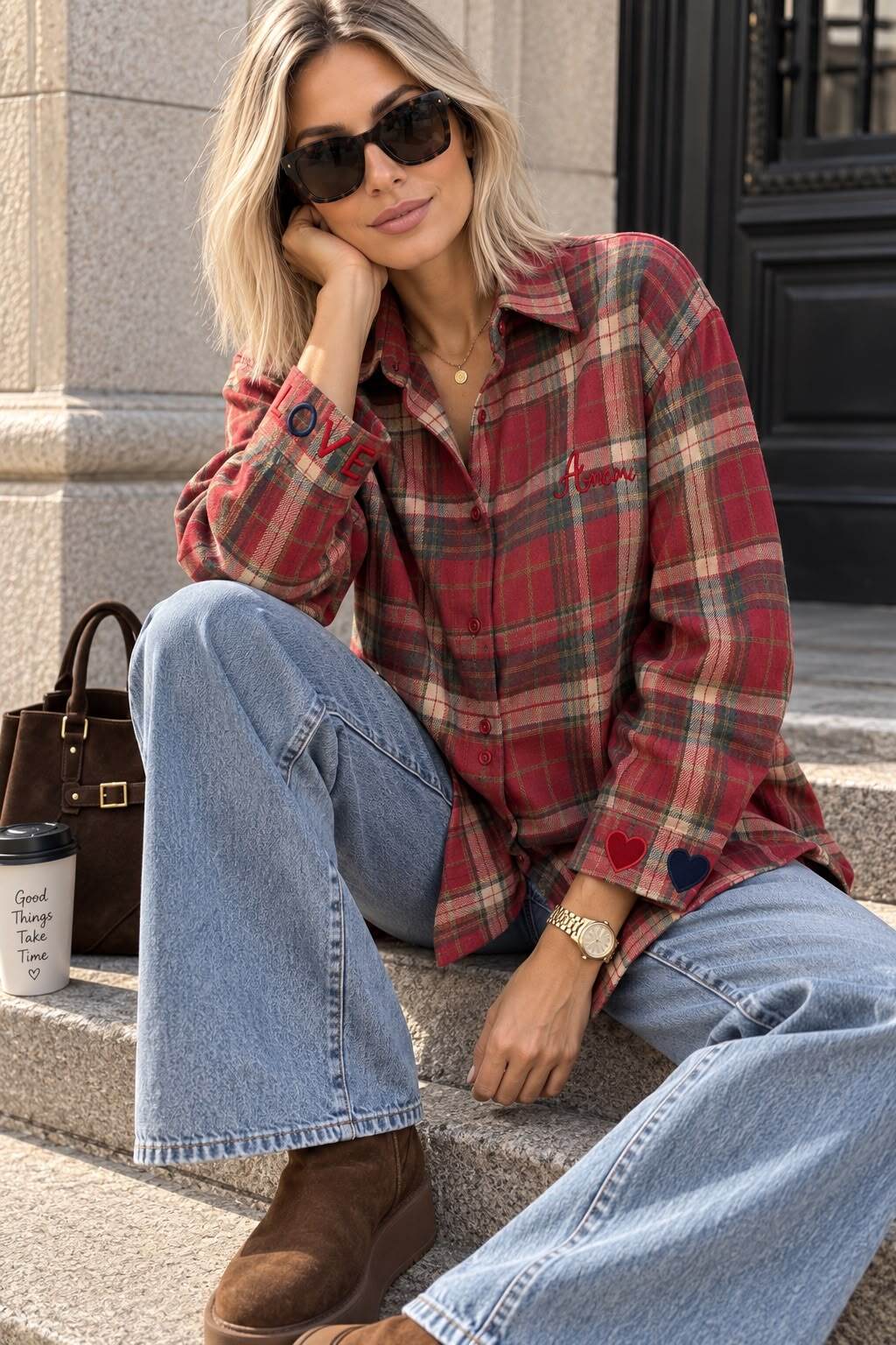 Shirt check Amour red - 3