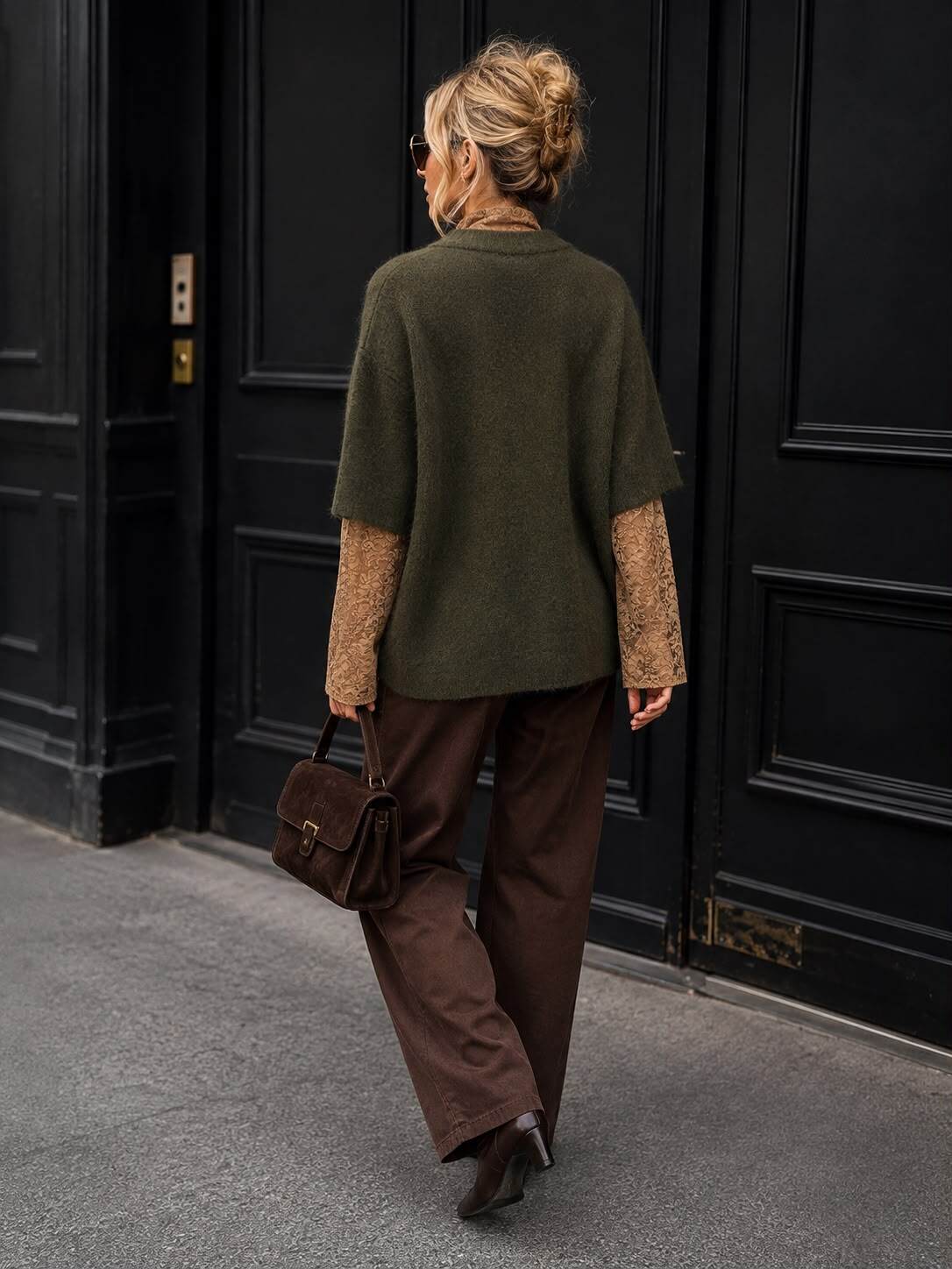 Knitted sweater Creme de la Creme khaki - 4