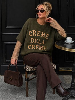 Knitted sweater Creme de la Creme khaki