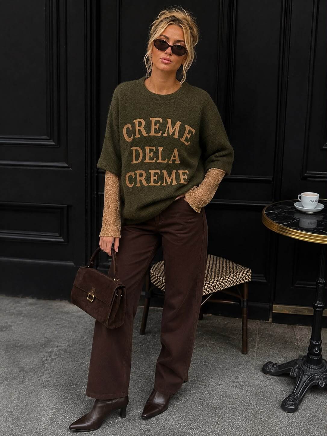 Knitted sweater Creme de la Creme khaki - 2