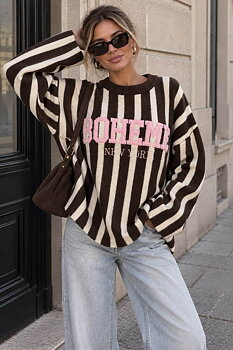 Stripe sweater Boheme brown/pink