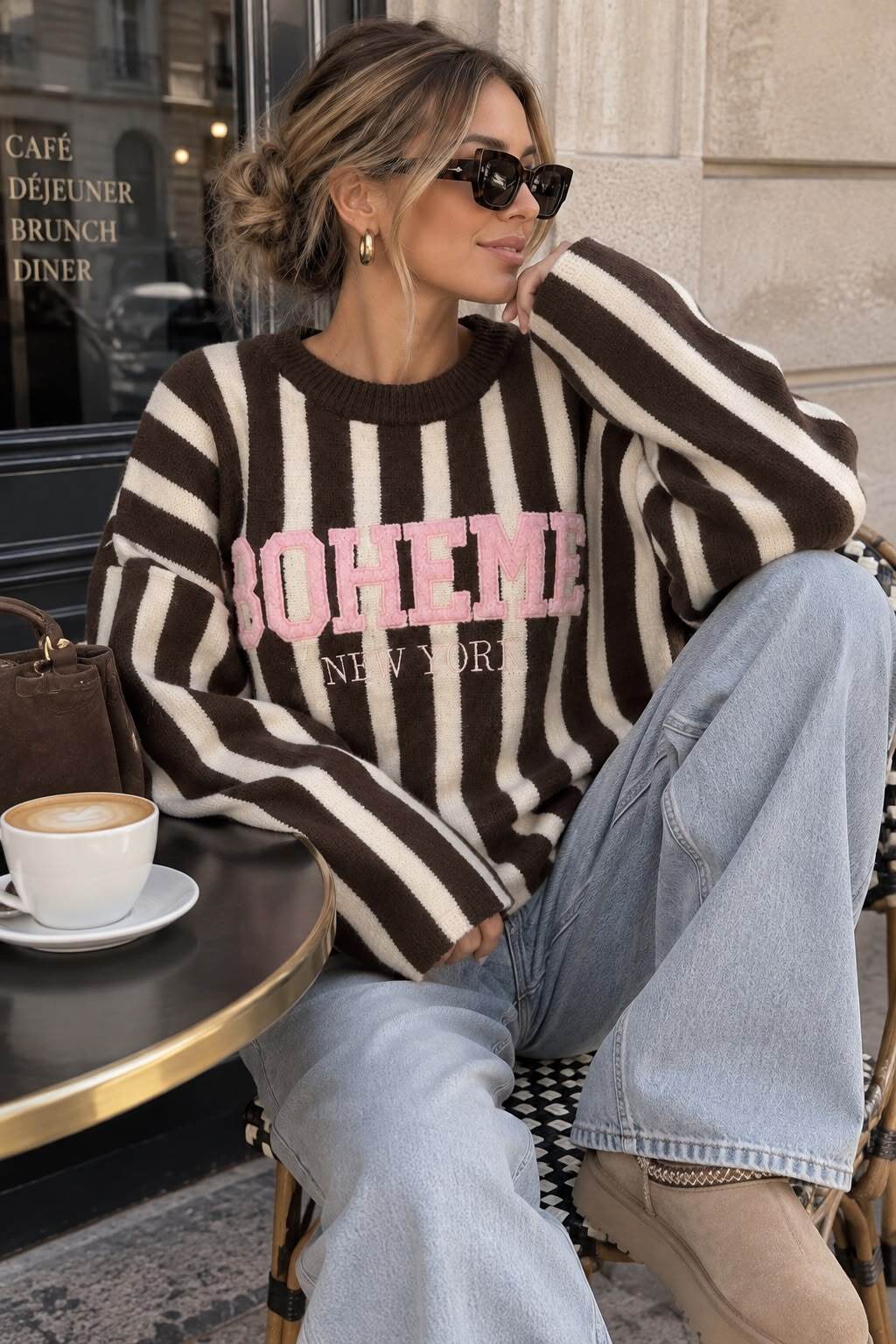 Stripe sweater Boheme brown/pink - 4