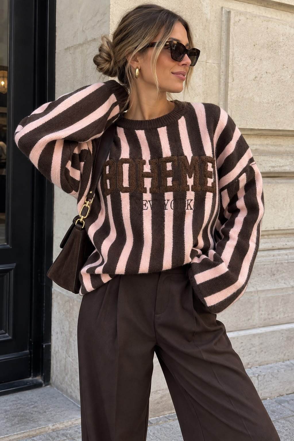 Stripe sweater Boheme pink/brown - 2