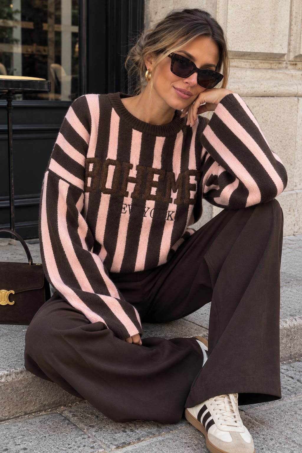 Stripe sweater Boheme pink/brown - 3