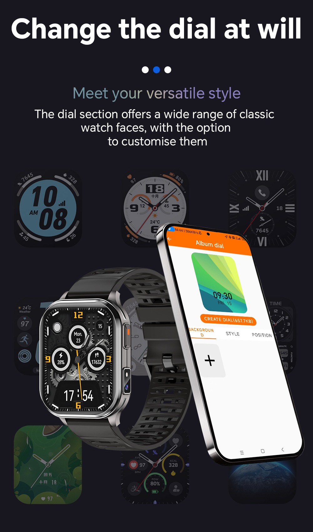 Philippe Palmer Smart Watch LP62 Camera Black - 15