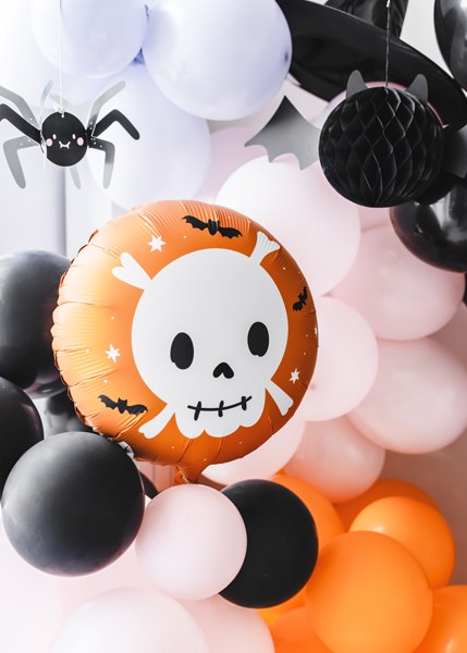 Orange dödskalleballong i svart orange Halloween dekoration