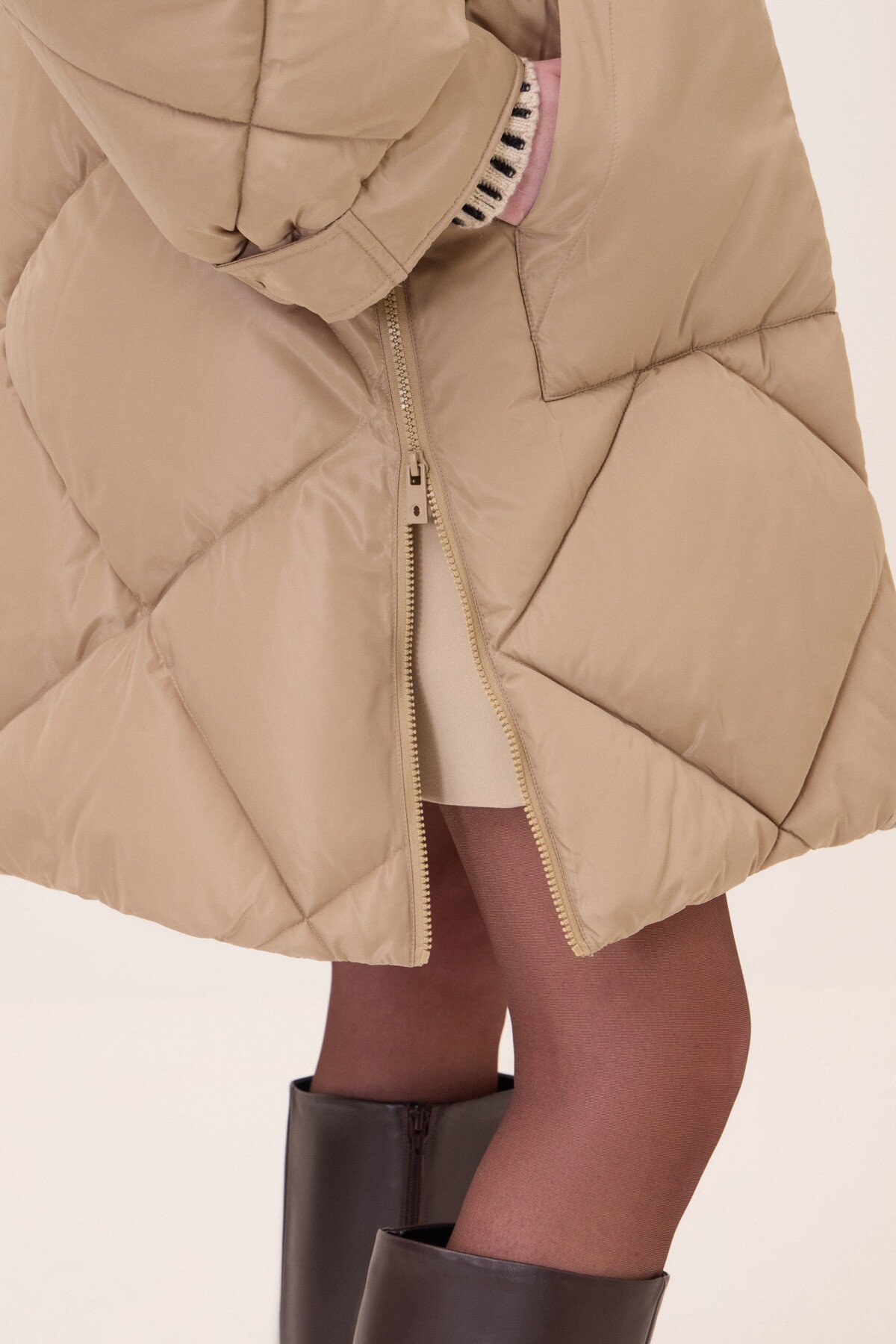 OttodÁme - Long Quilted Down Jacket Toast - 4