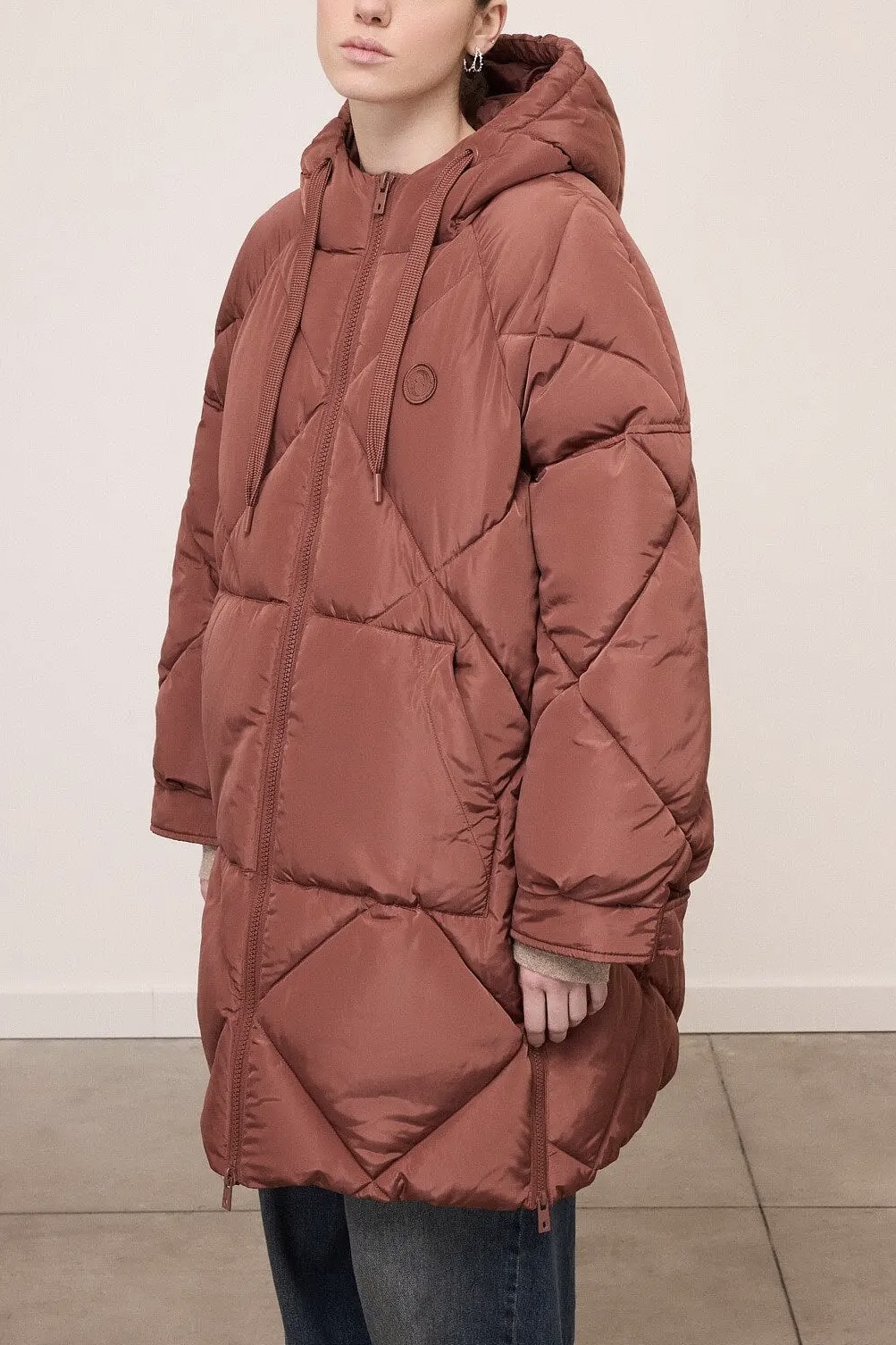 OttodÁme - Long Quilted Down Jacket Cuoio - 2