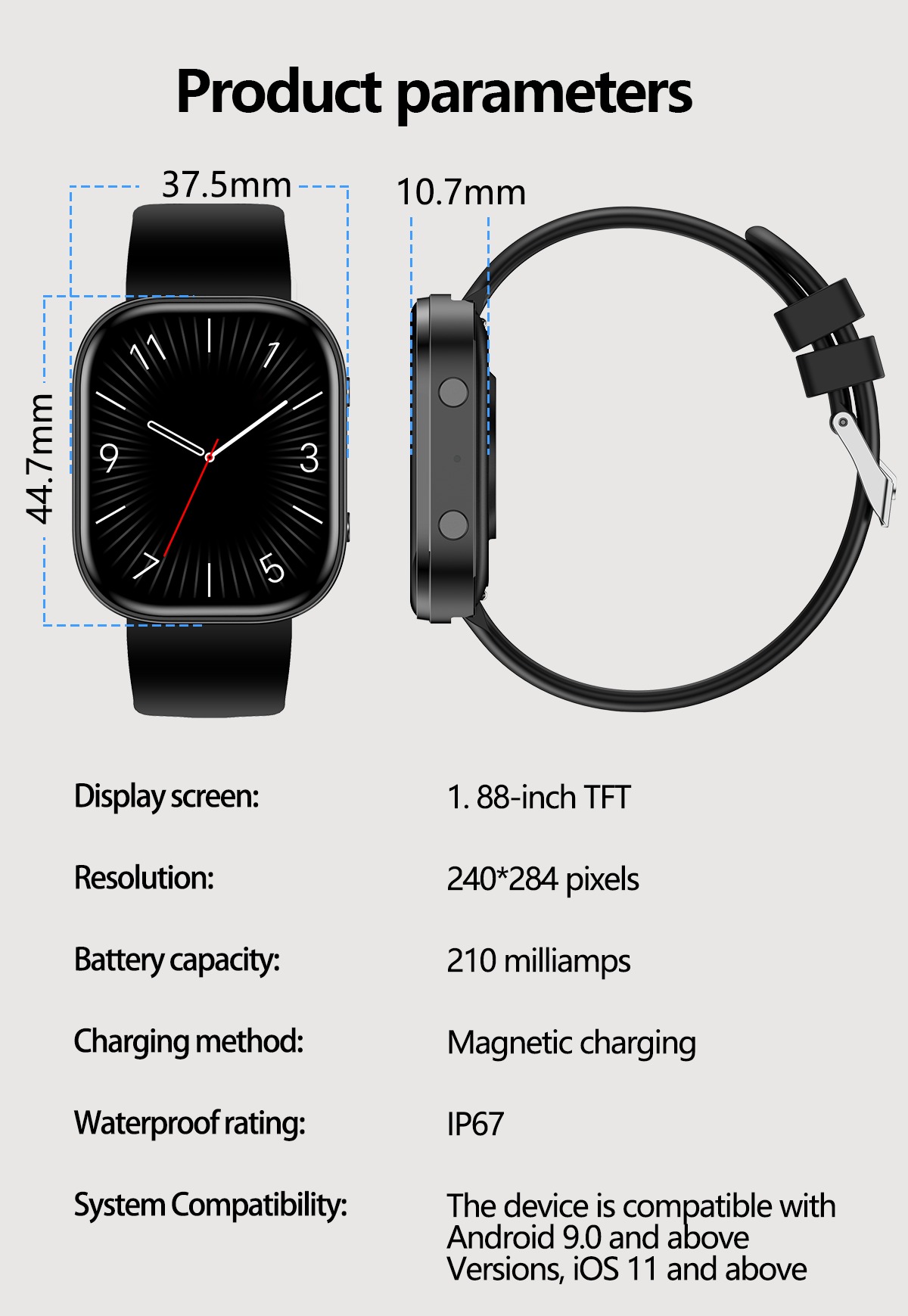 Philippe Palmer Smart Watch LP49 Black - 15