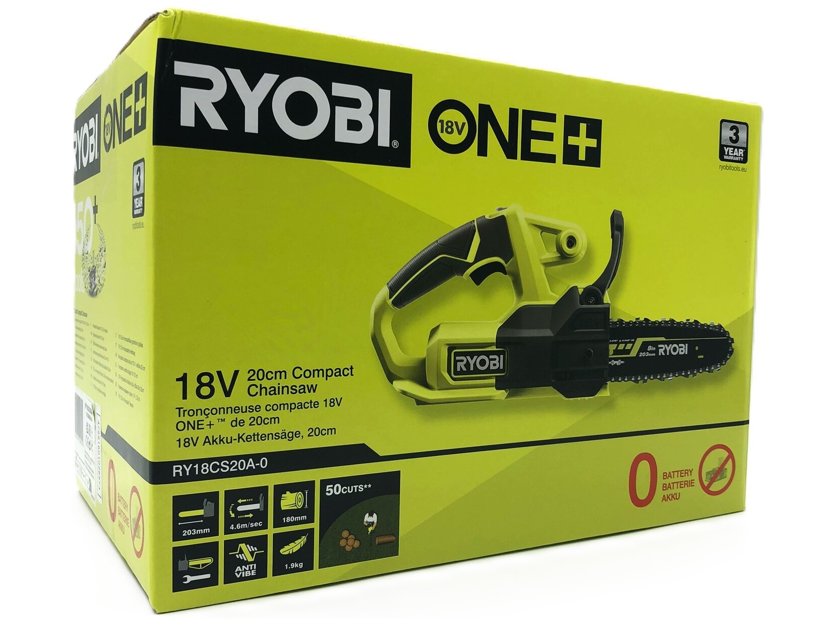 Ryobi ONE+ RY18CS20A-0 18V Kedjesåg 20cm Utan Batteri - 2