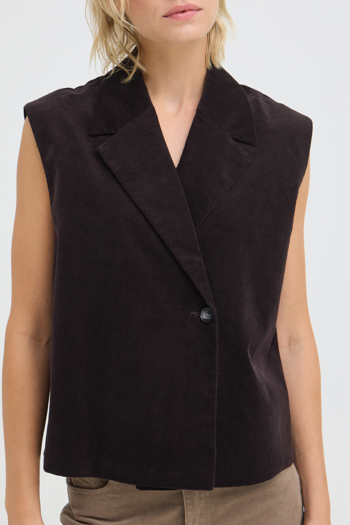 PZSALLY Waistcoat Manchesterväst Espresso - 3