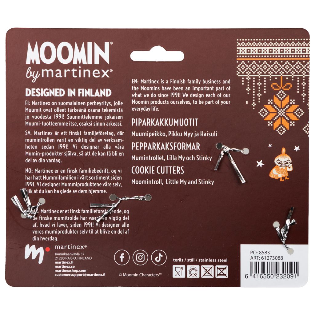 Moomin Gingerbread Cookie Cutters - Ornament Set, 3-Pack (Little My, Moomintroll, & Stinky) - 2