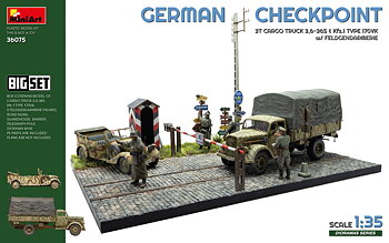 1/35 German Checkpoint. 3t Cargo Truck 3,6-36S & Kfz.1 Type 170VK w/ Feldgendarmerie. Big Set