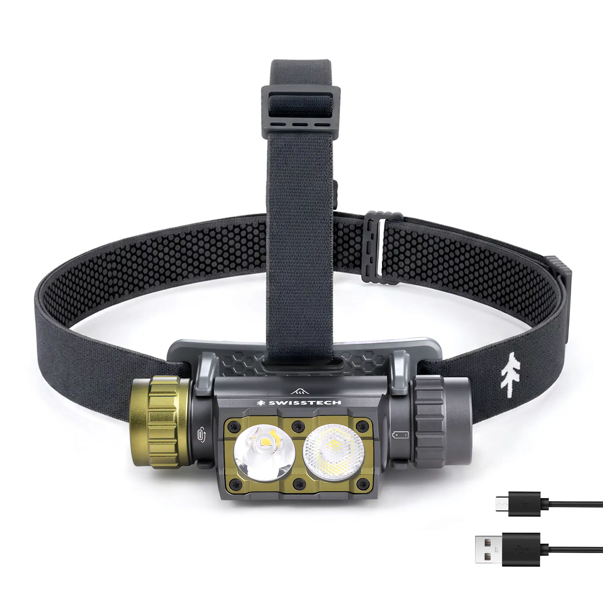 SwissTech Starke 30 hodelykt, 3000 lumen, oppladbar