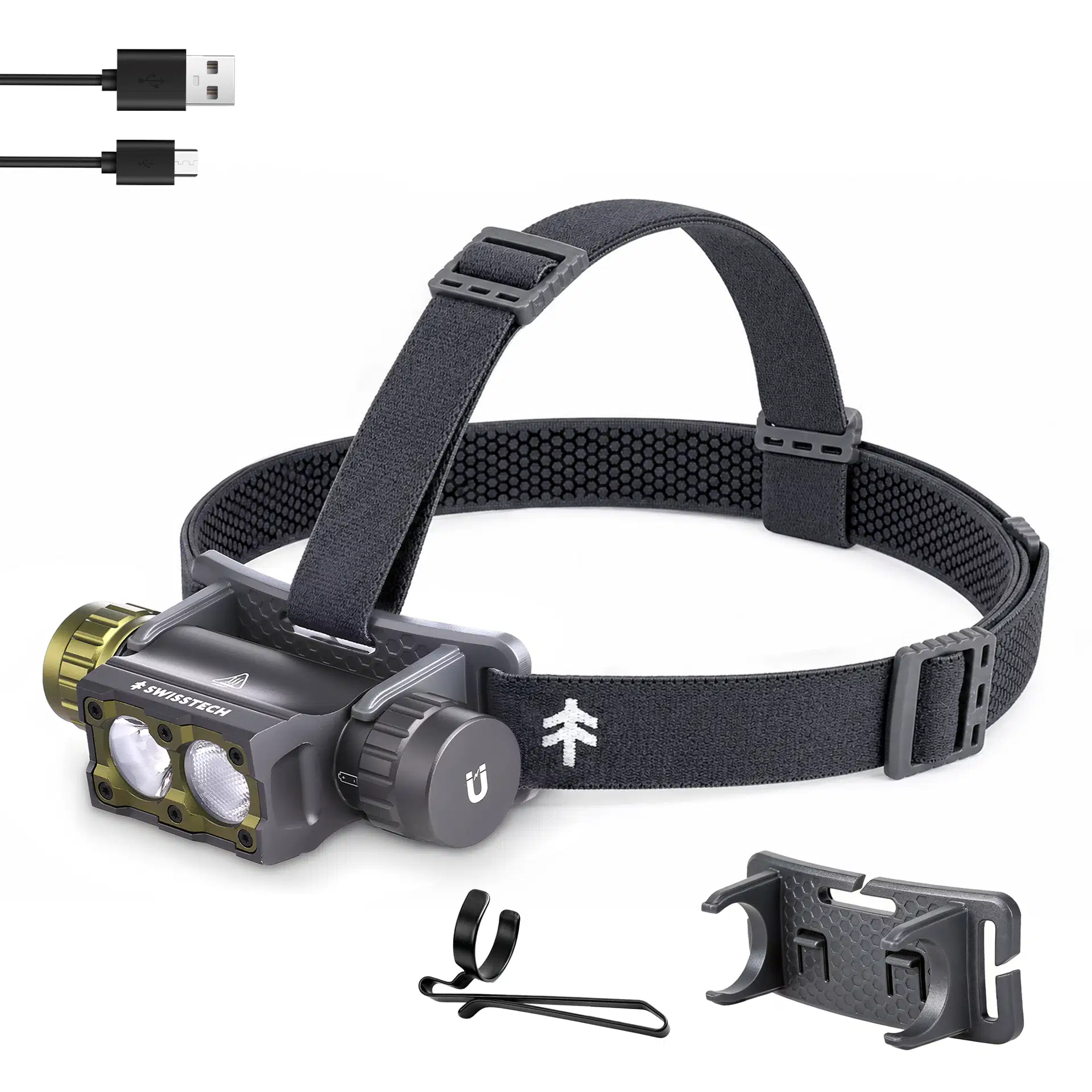 SwissTech Starke 30 hodelykt, 3000 lumen, oppladbar - 2
