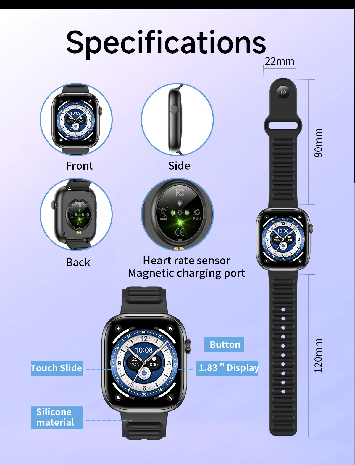 Philippe Palmer Smart Watch LP45 Black - 22