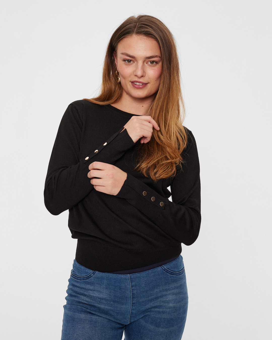 Jumper Katie med guldknappar svart