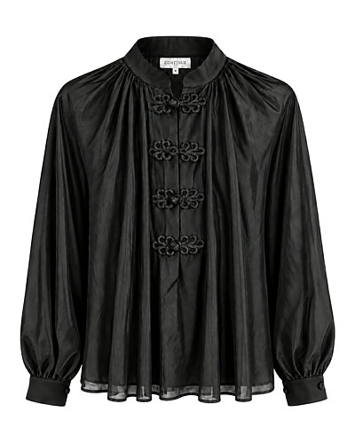Blus Evelyn kinesisk knäppning svart