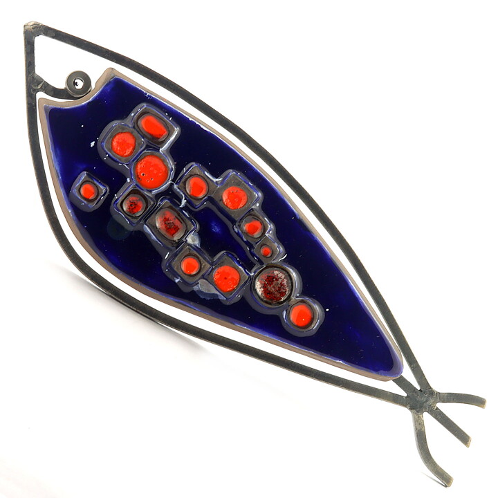 Aimo Nietosvuori (1960s) Pottery/Iron Fish Wall Plaque 30 cm #857